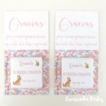 Chocolatinas con tarjetas agradecimiento