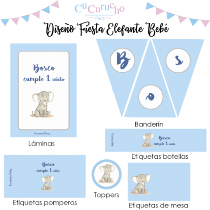 Kit fiesta elefante bebé