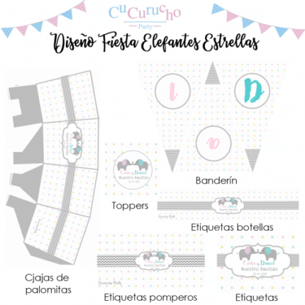 Kit de fiesta elefantes estrellas