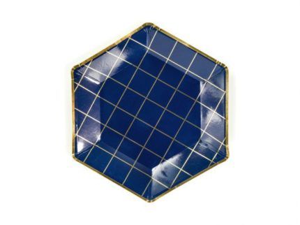 plato azul marino hexagonal cuadriculado