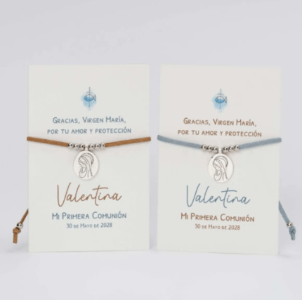 Pulsera virgen con etiqueta personalizada