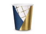 vaso azul dorado cuadriculado